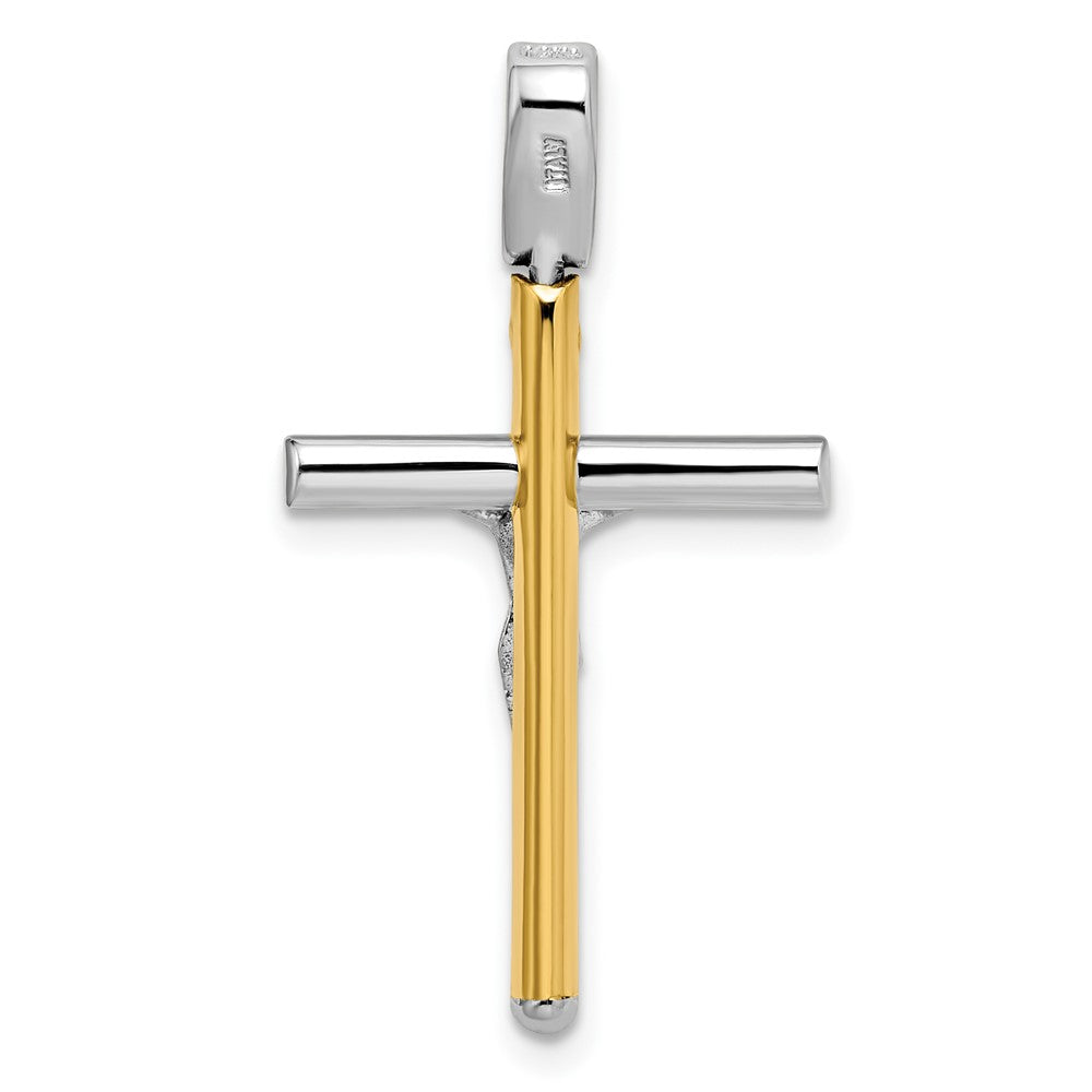 FJC Finejewelers 14 kt Two Tone Gold Fashion Polished Crucifix Charm 32 x 17 mm