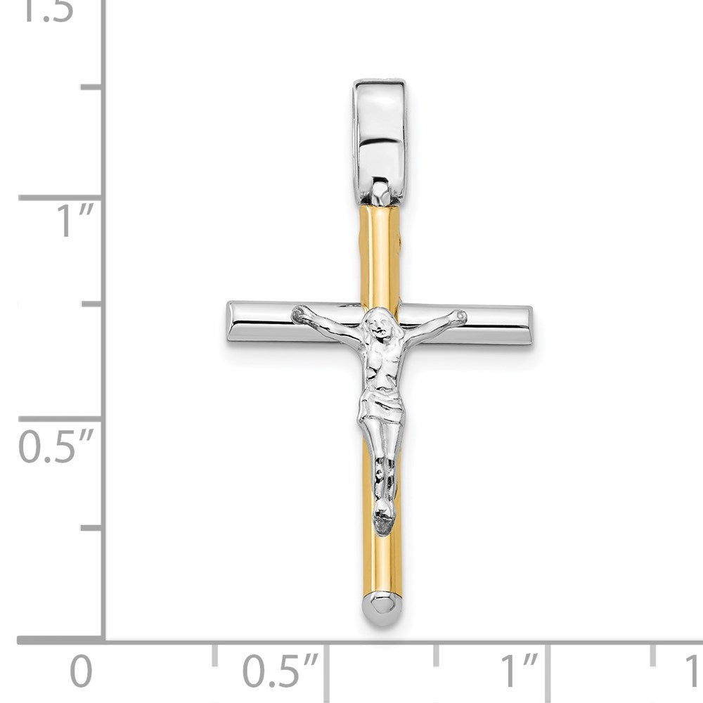 FJC Finejewelers 14 kt Two Tone Gold Fashion Polished Crucifix Charm 32 x 17 mm
