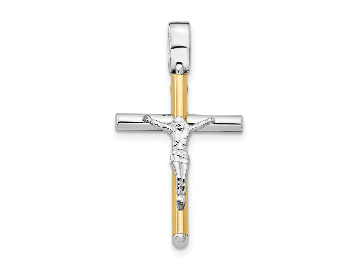 FJC Finejewelers 14 kt Two Tone Gold Fashion Polished Crucifix Charm 32 x 17 mm