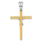 FJC Finejewelers 14 kt Two Tone Gold Fashion Polished Crucifix Charm 37 x 21 mm