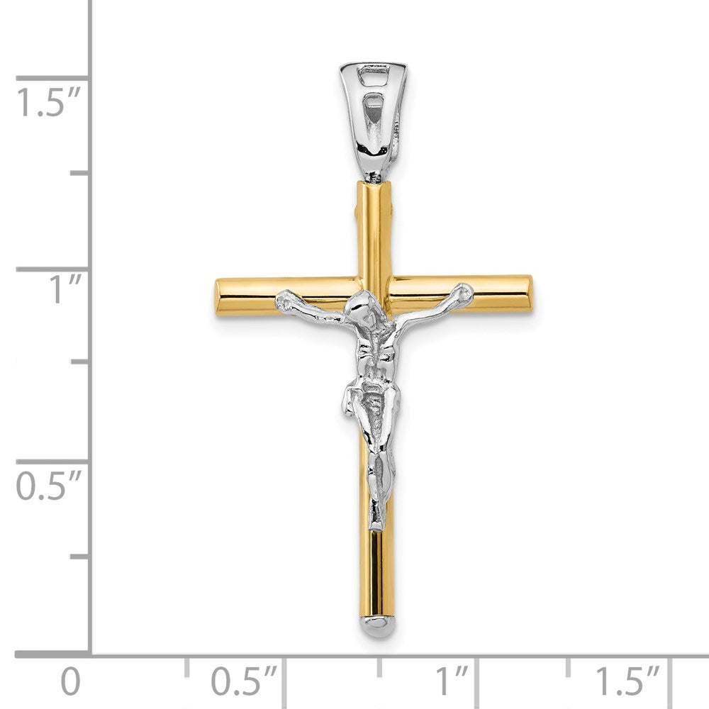 FJC Finejewelers 14 kt Two Tone Gold Fashion Polished Crucifix Charm 37 x 21 mm