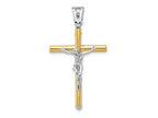FJC Finejewelers 14 kt Two Tone Gold Fashion Polished Crucifix Charm 37 x 21 mm