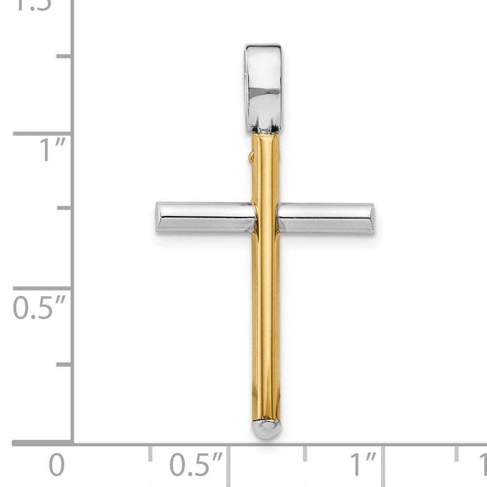 FJC Finejewelers 14 kt Two Tone Gold Fashion Polished Cross Charm 32 x 17 mm