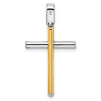 FJC Finejewelers 14 kt Two Tone Gold Fashion Polished Cross Charm 32 x 17 mm