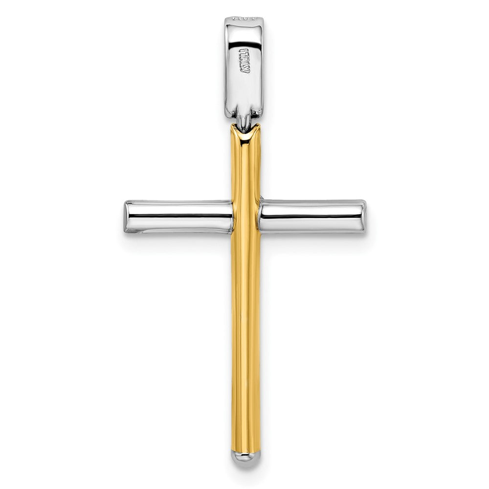FJC Finejewelers 14 kt Two Tone Gold Fashion Polished Cross Charm 32 x 17 mm