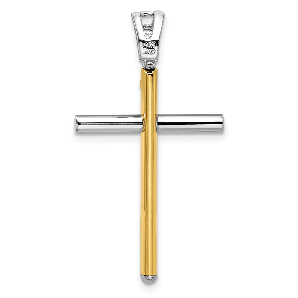FJC Finejewelers 14 kt Two Tone Gold Fashion Polished Cross Charm 37 x 21 mm