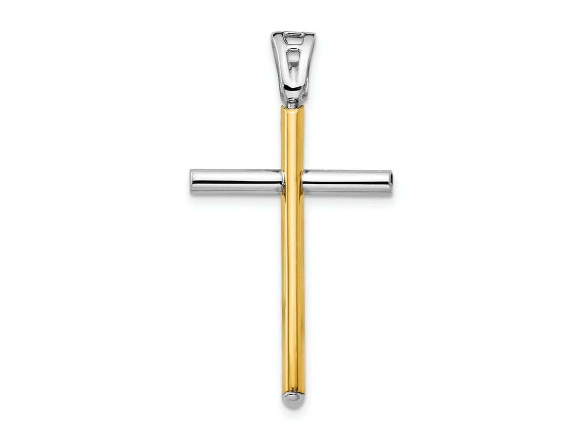 FJC Finejewelers 14 kt Two Tone Gold Fashion Polished Cross Charm 37 x 21 mm