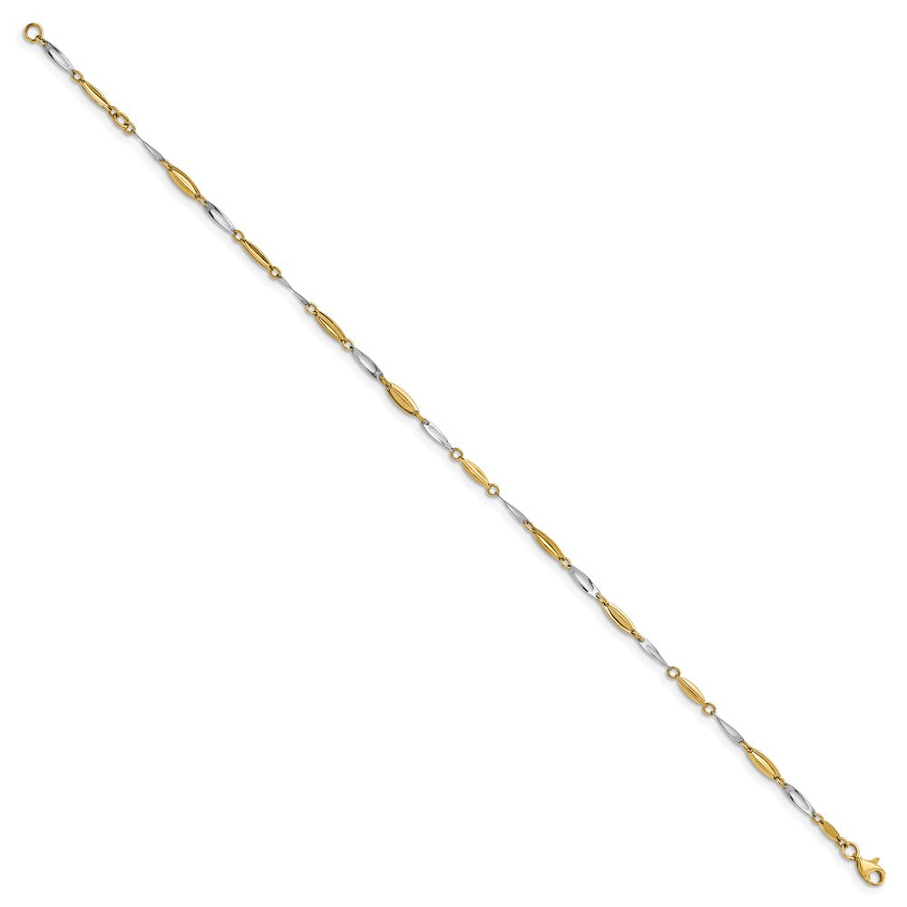FJC Finejewelers 14 kt Two Tone Gold Other Chain Polished with 1in ext. Anklet 9 Inches x 3 mm