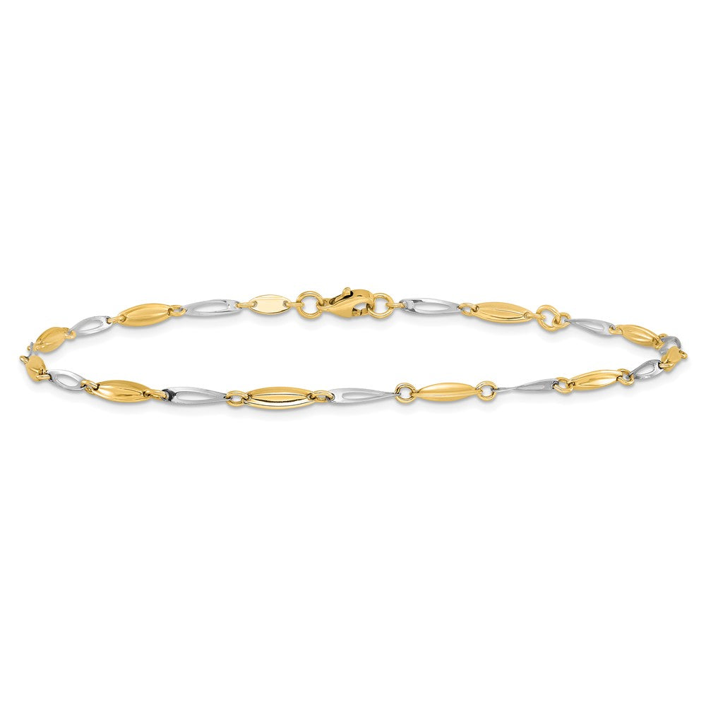 FJC Finejewelers 14 kt Two Tone Gold Other Chain Polished with 1in ext. Anklet 9 Inches x 3 mm