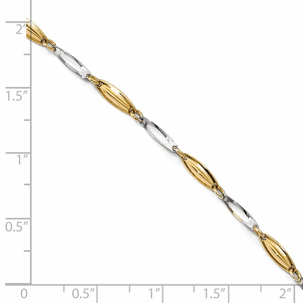 FJC Finejewelers 14 kt Two Tone Gold Other Chain Polished with 1in ext. Anklet 9 Inches x 3 mm