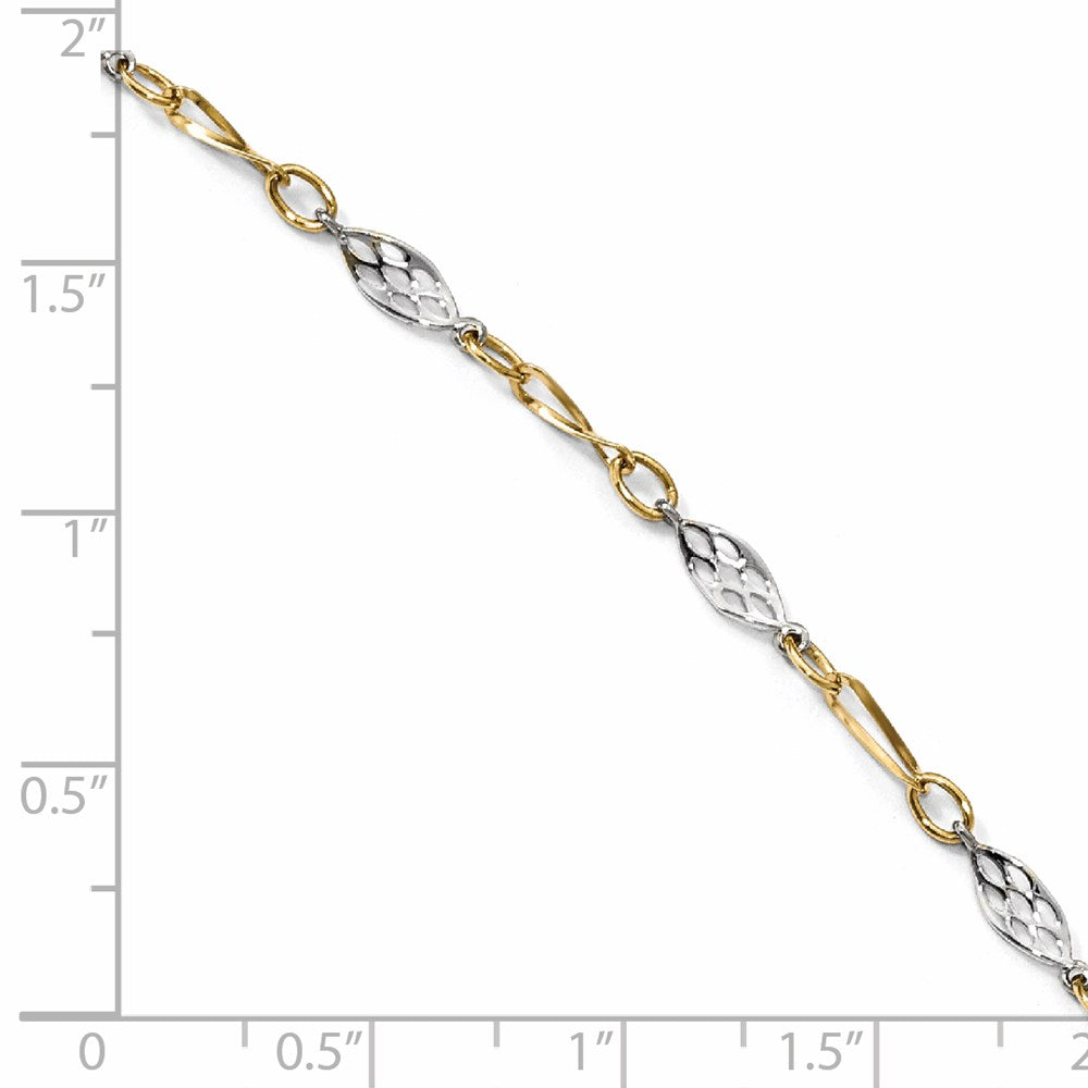 FJC Finejewelers 14 kt Two Tone Gold Other Chain Polished with 1in ext. Anklet 9 Inches x 4 mm