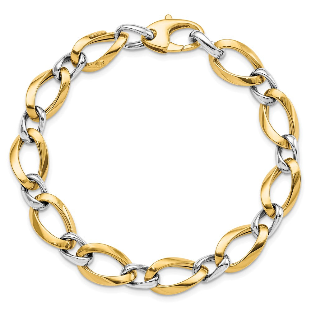 FJC Finejewelers 14 kt Two Tone Gold Hand Made Polished Fancy Link Bracelet 7.75 Inches x 9.25 mm