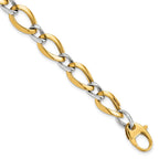 FJC Finejewelers 14 kt Two Tone Gold Hand Made Polished Fancy Link Bracelet 7.75 Inches x 9.25 mm