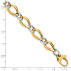 FJC Finejewelers 14 kt Two Tone Gold Hand Made Polished Fancy Link Bracelet 7.75 Inches x 9.25 mm