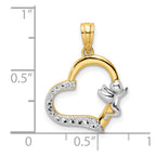 FJC Finejewelers 14 kt Yellow Gold and White Rhodium Cherub on Heart Charm 23 x 17 mm