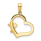 FJC Finejewelers 14 kt Yellow Gold and White Rhodium Cherub on Heart Charm 23 x 17 mm