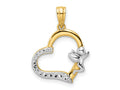 FJC Finejewelers 14 kt Yellow Gold and White Rhodium Cherub on Heart Charm 23 x 17 mm
