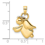 FJC Finejewelers 14 kt Yellow Gold and White Rhodium Bright Cut Halo on Angel Charm 24 x 17 mm