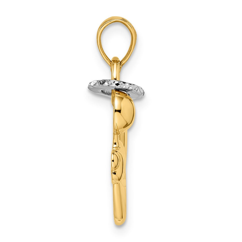 FJC Finejewelers 14 kt Yellow Gold and White Rhodium Bright Cut Halo on Angel Charm 24 x 17 mm