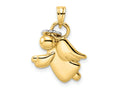 FJC Finejewelers 14 kt Yellow Gold and White Rhodium Bright Cut Halo on Angel Charm 24 x 17 mm