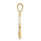 FJC Finejewelers 14 kt Yellow Gold and White Rhodium Bright Cut Puppy in Heart Charm 27 x 19 mm
