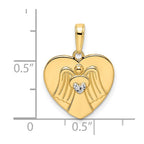 FJC Finejewelers 14 kt Yellow Gold and White Rhodium Bright Cut Angel on Heart Charm 21 x 15 mm