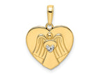 FJC Finejewelers 14 kt Yellow Gold and White Rhodium Bright Cut Angel on Heart Charm 21 x 15 mm