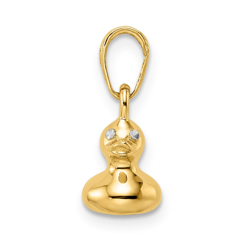 FJC Finejewelers 14 kt Yellow Gold Bright Cut and White Rhodium 3D Duck Charm 16 x 9 mm