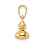 FJC Finejewelers 14 kt Yellow Gold Bright Cut and White Rhodium 3D Duck Charm 16 x 9 mm