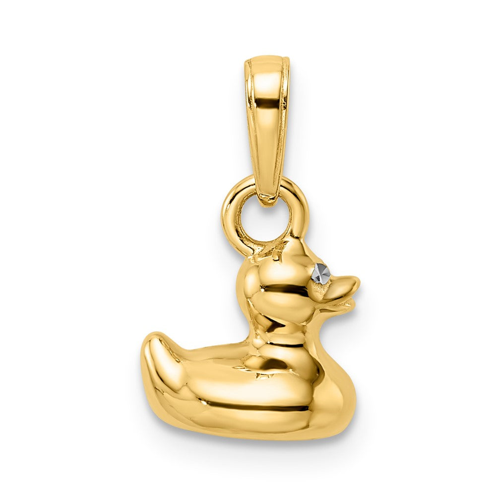 FJC Finejewelers 14 kt Yellow Gold Bright Cut and White Rhodium 3D Duck Charm 16 x 9 mm