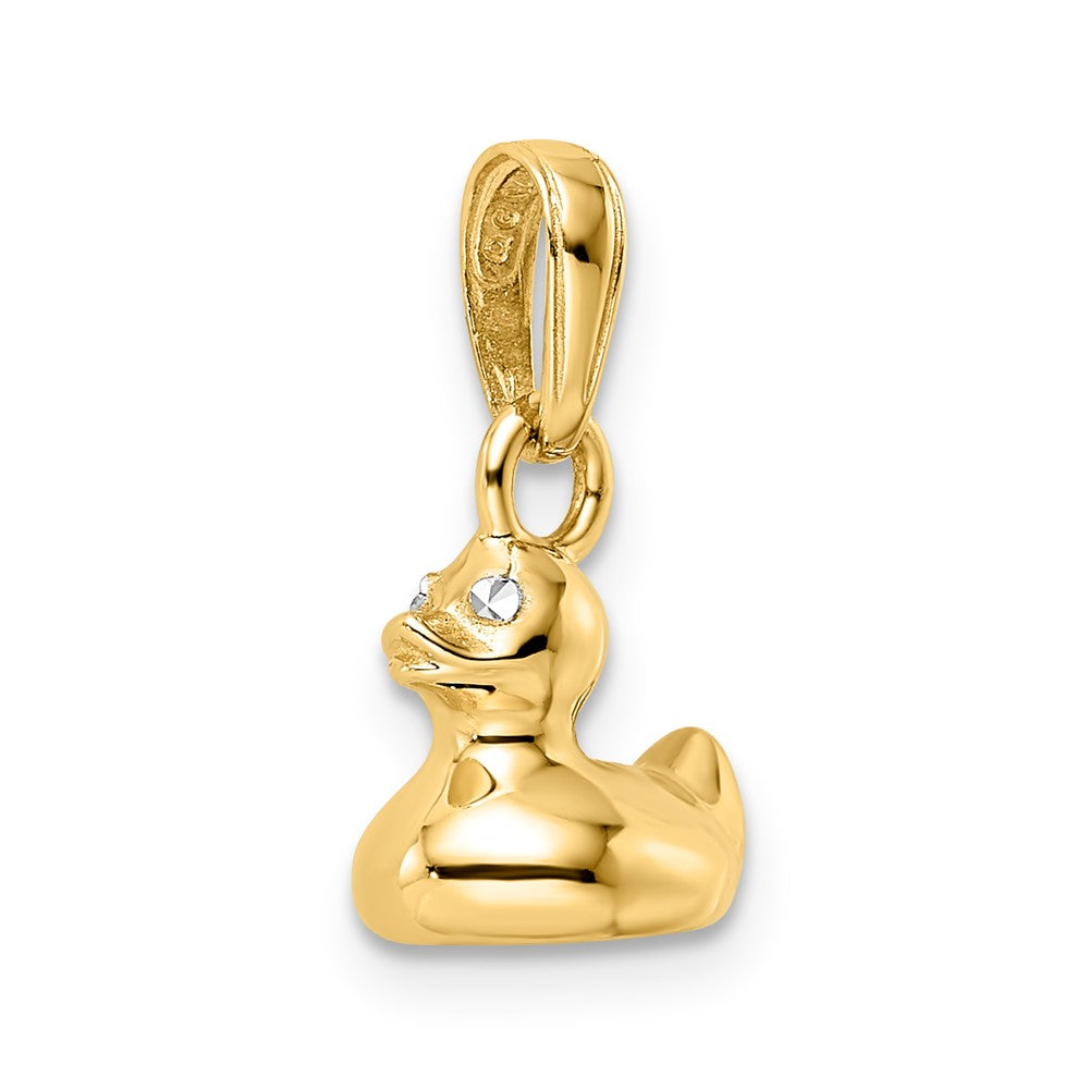 FJC Finejewelers 14 kt Yellow Gold Bright Cut and White Rhodium 3D Duck Charm 16 x 9 mm