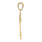 FJC Finejewelers 14 kt Yellow Gold and White Rhodium Bright Cut Heart/ Angel Wings Key Charm 31 x 18 mm