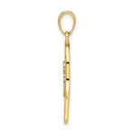 FJC Finejewelers 14 kt Yellow Gold and White Rhodium Bright Cut Evil Eye Hamsa Charm 30 x 17 mm