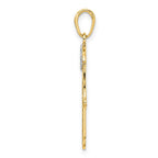 FJC Finejewelers 14 kt Yellow Gold and White Rhodium Bright Cut Evil Eye Hamsa Charm 33 x 18 mm