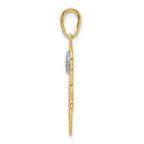 FJC Finejewelers 14 kt Yellow Gold and White Rhodium Bright Cut Filigree Evil Eye Hamsa Charm 29 x 17 mm