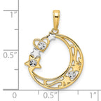 FJC Finejewelers 14 kt Yellow Gold and White Rhodium Bright Cut Heart, Star and Moon Charm 26 x 19 mm