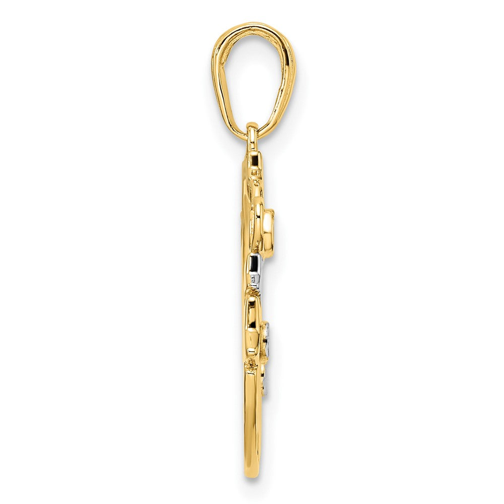 FJC Finejewelers 14 kt Yellow Gold and White Rhodium Bright Cut Heart, Star and Moon Charm 26 x 19 mm
