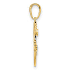 FJC Finejewelers 14 kt Yellow Gold and White Rhodium Bright Cut Heart, Star and Moon Charm 26 x 19 mm