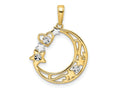 FJC Finejewelers 14 kt Yellow Gold and White Rhodium Bright Cut Heart, Star and Moon Charm 26 x 19 mm