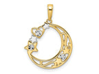 FJC Finejewelers 14 kt Yellow Gold and White Rhodium Bright Cut Heart, Star and Moon Charm 26 x 19 mm