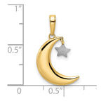 FJC Finejewelers 14 kt Yellow Gold and White Rhodium Moon with Dangle Star Charm 22 x 11 mm