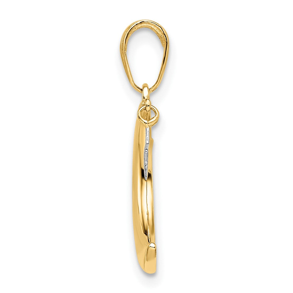 FJC Finejewelers 14 kt Yellow Gold and White Rhodium Moon with Dangle Star Charm 22 x 11 mm