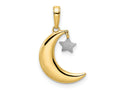 FJC Finejewelers 14 kt Yellow Gold and White Rhodium Moon with Dangle Star Charm 22 x 11 mm