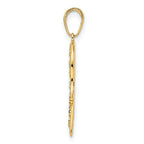 FJC Finejewelers 14 kt Yellow Gold and White Rhodium Bright Cut Fancy Hamsa Charm 30 x 18 mm