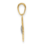 FJC Finejewelers 14 kt Yellow Gold and White Rhodium Bright Cut Sun Charm 21 x 13 mm