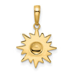 FJC Finejewelers 14 kt Yellow Gold and White Rhodium Bright Cut Sun Charm 21 x 13 mm