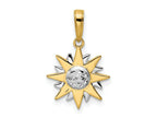 FJC Finejewelers 14 kt Yellow Gold and White Rhodium Bright Cut Sun Charm 21 x 13 mm