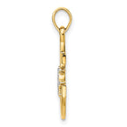 FJC Finejewelers 14 kt Yellow Gold /White Rhodium Bright Cut Anchor and Ship's Wheel Charm 26 x 14 mm