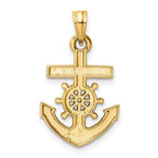 FJC Finejewelers 14 kt Yellow Gold /White Rhodium Bright Cut Anchor and Ship's Wheel Charm 26 x 14 mm