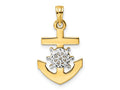 FJC Finejewelers 14 kt Yellow Gold /White Rhodium Bright Cut Anchor and Ship's Wheel Charm 26 x 14 mm